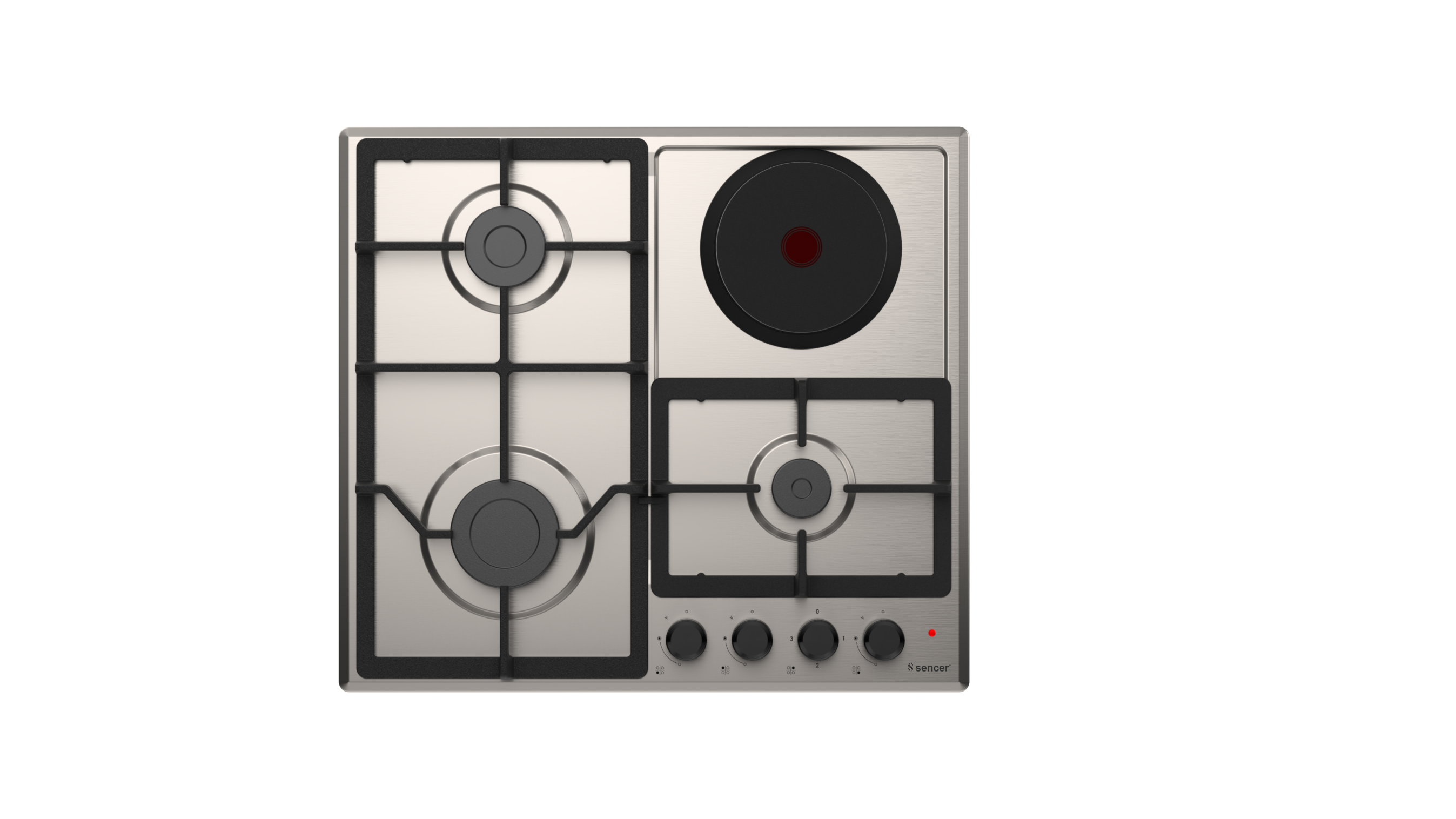 Sencer 60 cm Nirvana 3+1 Inox Gas Hob With Hot Plate