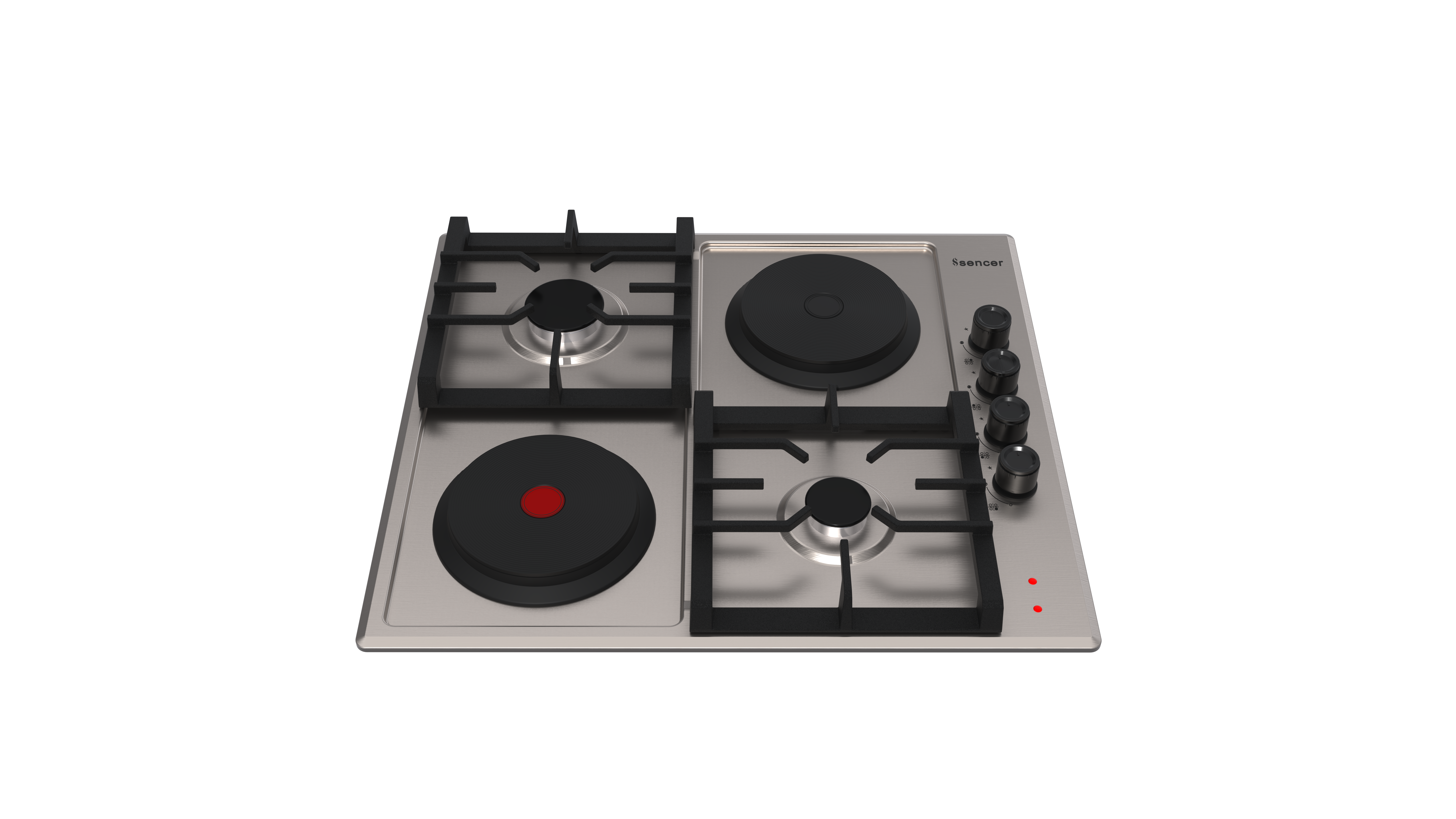 Sencer 102-Nirvana 60 cm 2+2 Gas Hob With Hot Plate (Near Knobs)