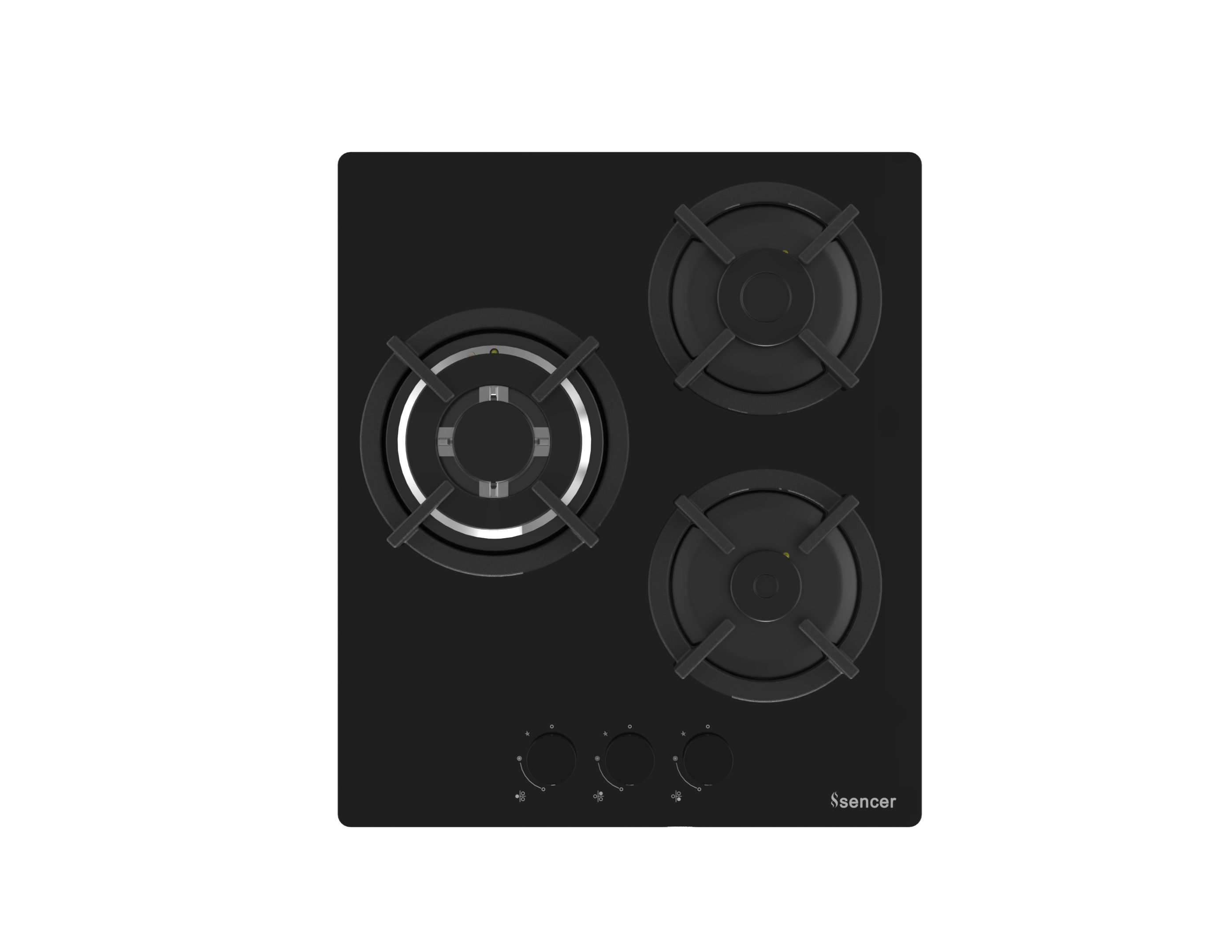 Sencer 45 cm Gas Hob with Round Cast Iron Pan Supports