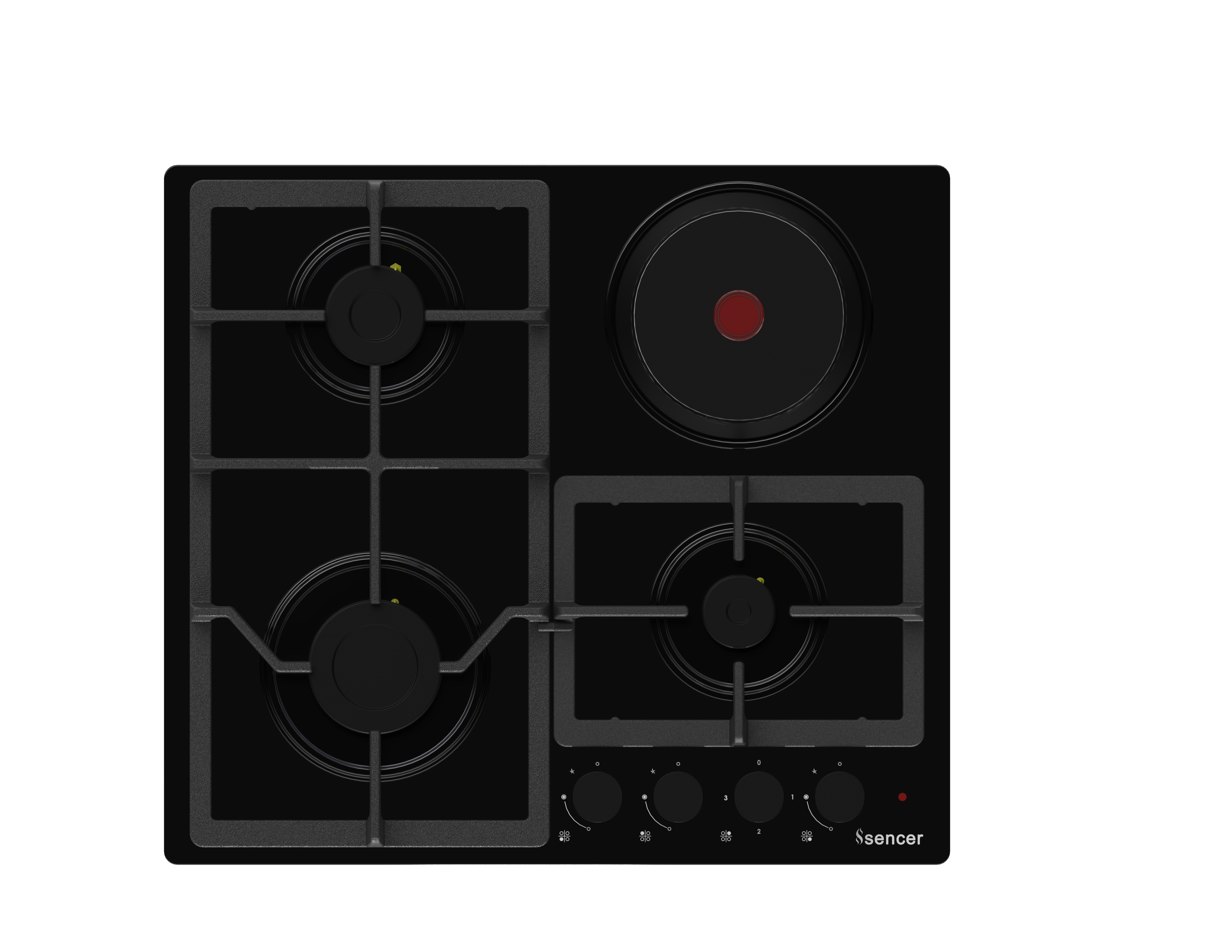 Sencer 106 - Rio With Hot Plate 60 cm Glass Gas Hob