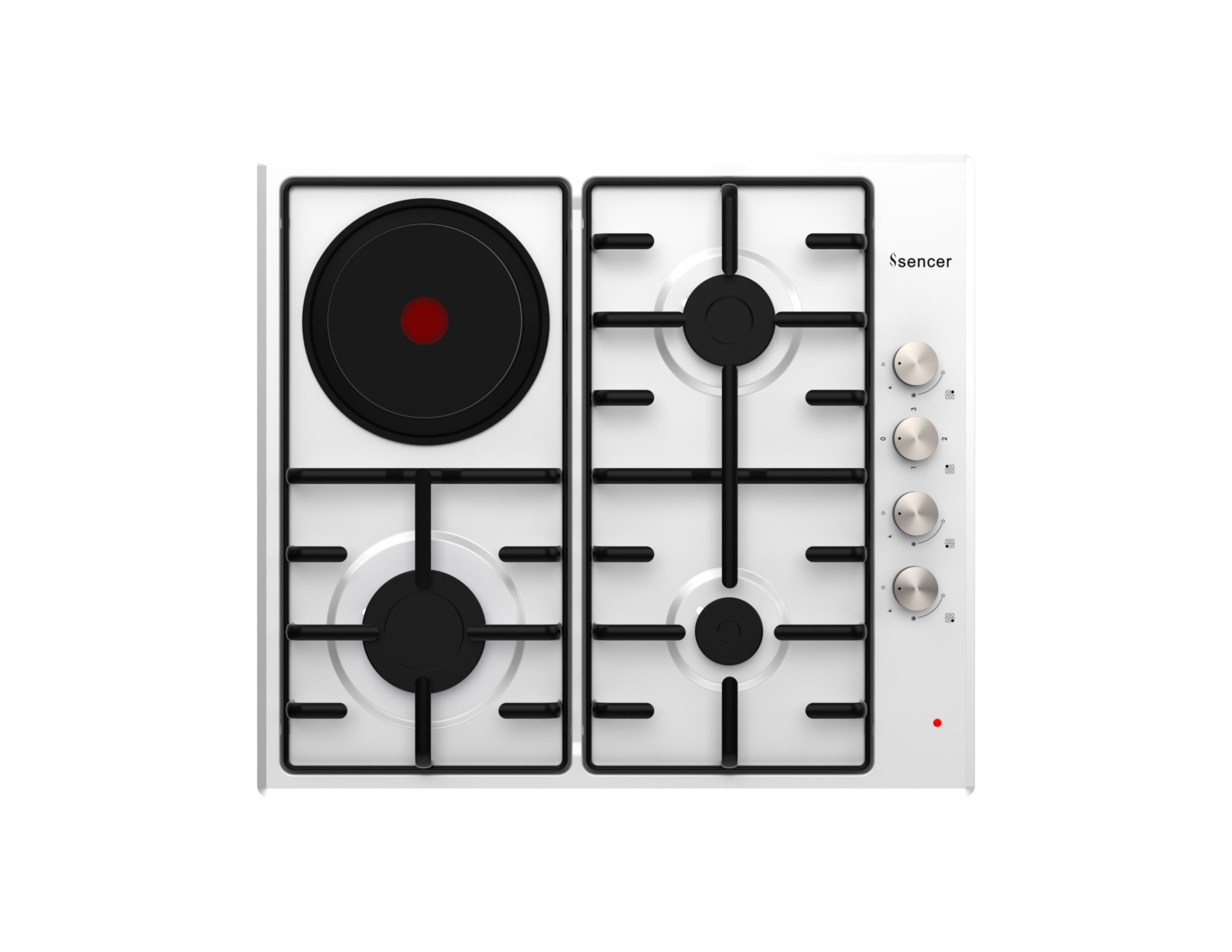Sencer 60 cm 3+1 Lama Pan Support Enamelled Gas Hob With Hot Plate (Near Knobs)