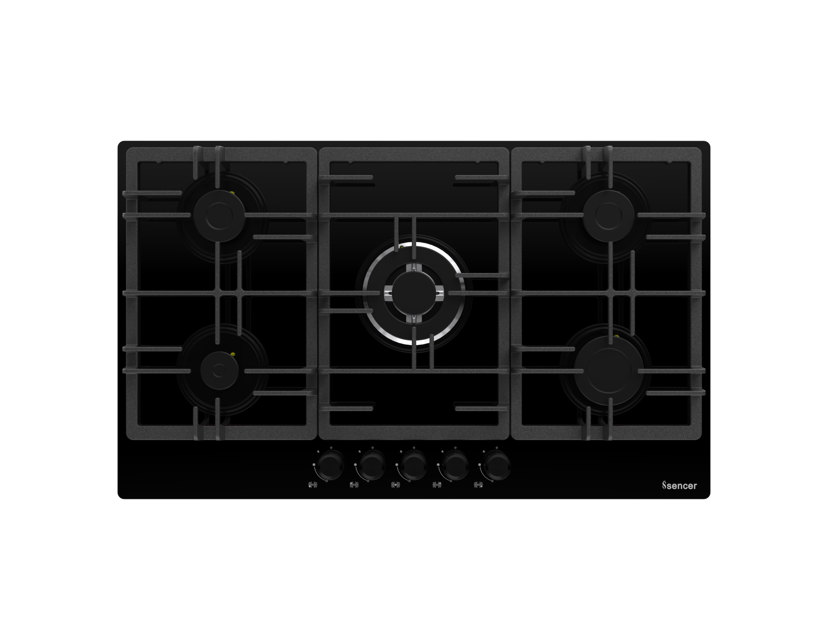 Sencer 104 - Tiara 90 cm Glass Gas Hob with Cast Iron Pan Supports