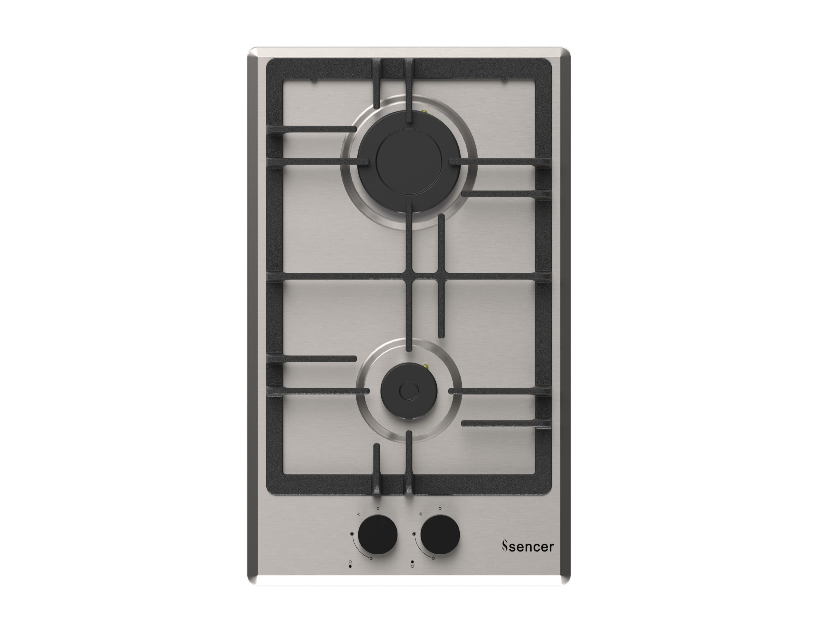 Sencer 104 – Tiara 30 cm Inox Gas Hob with Cast Iron Pan Supports