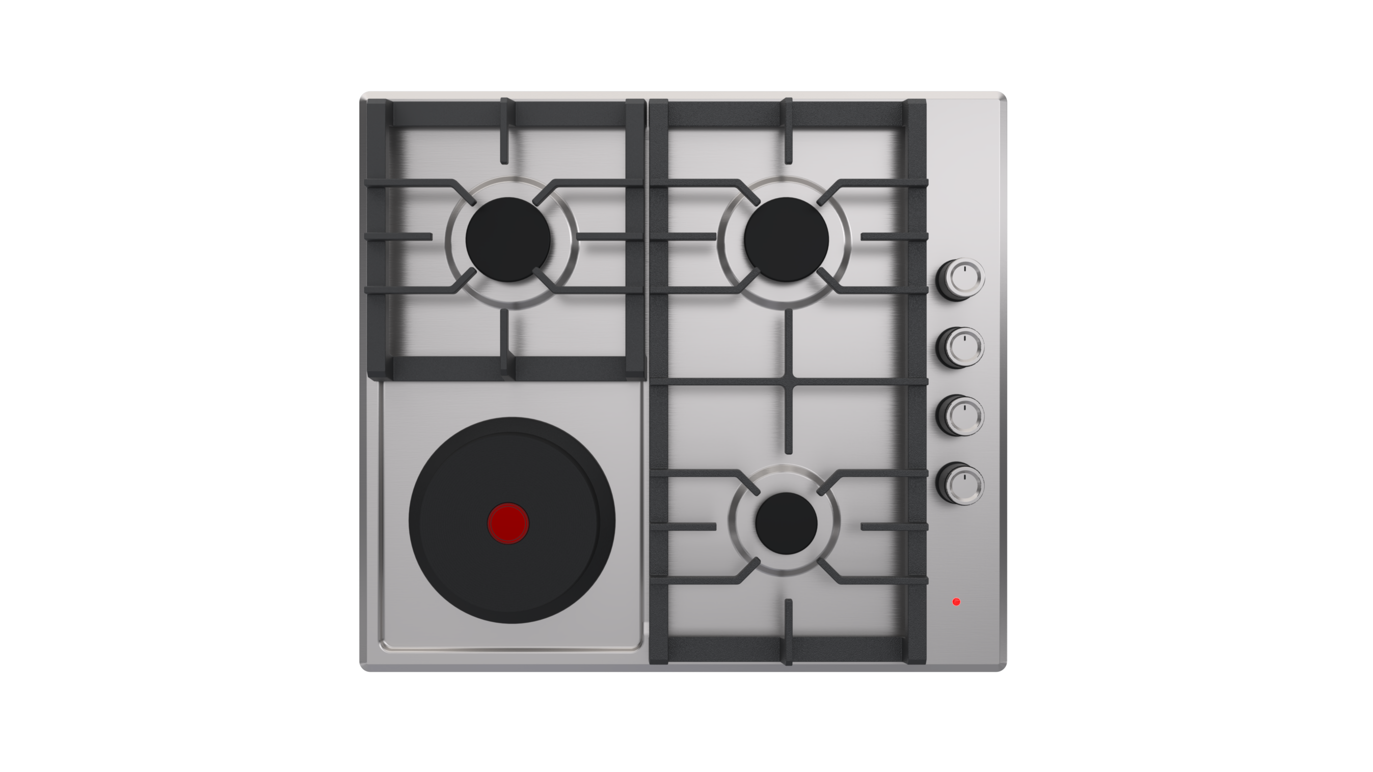 Sencer 60 cm 3+1 102-Nirvana Pan Support Inox Gas Hob With Hot Plate (Near Knobs)